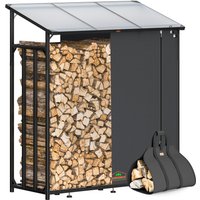 Kaminholzregal Anthrazit 198x163x70cm mit Abdeckplane + Tasche von Gardebruk®