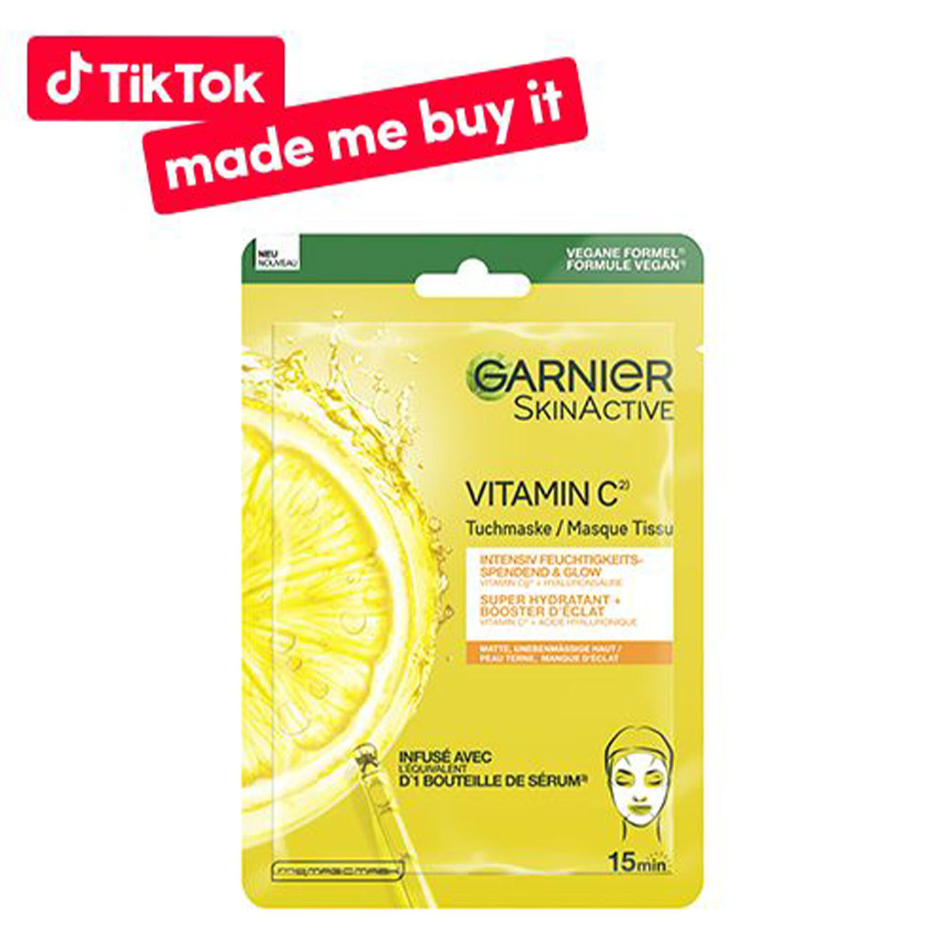 Garnier Vitamin C* feuchtigkeitsspendende & Glow Tuchmaske von Garnier