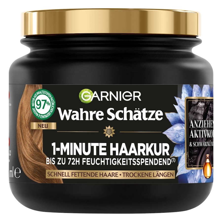 Garnier Wahre Schätze Garnier Wahre Schätze 1-Minute Haarkur Aktivkohle & Schwarzkümmelöl haarkur 340.0 ml von Garnier