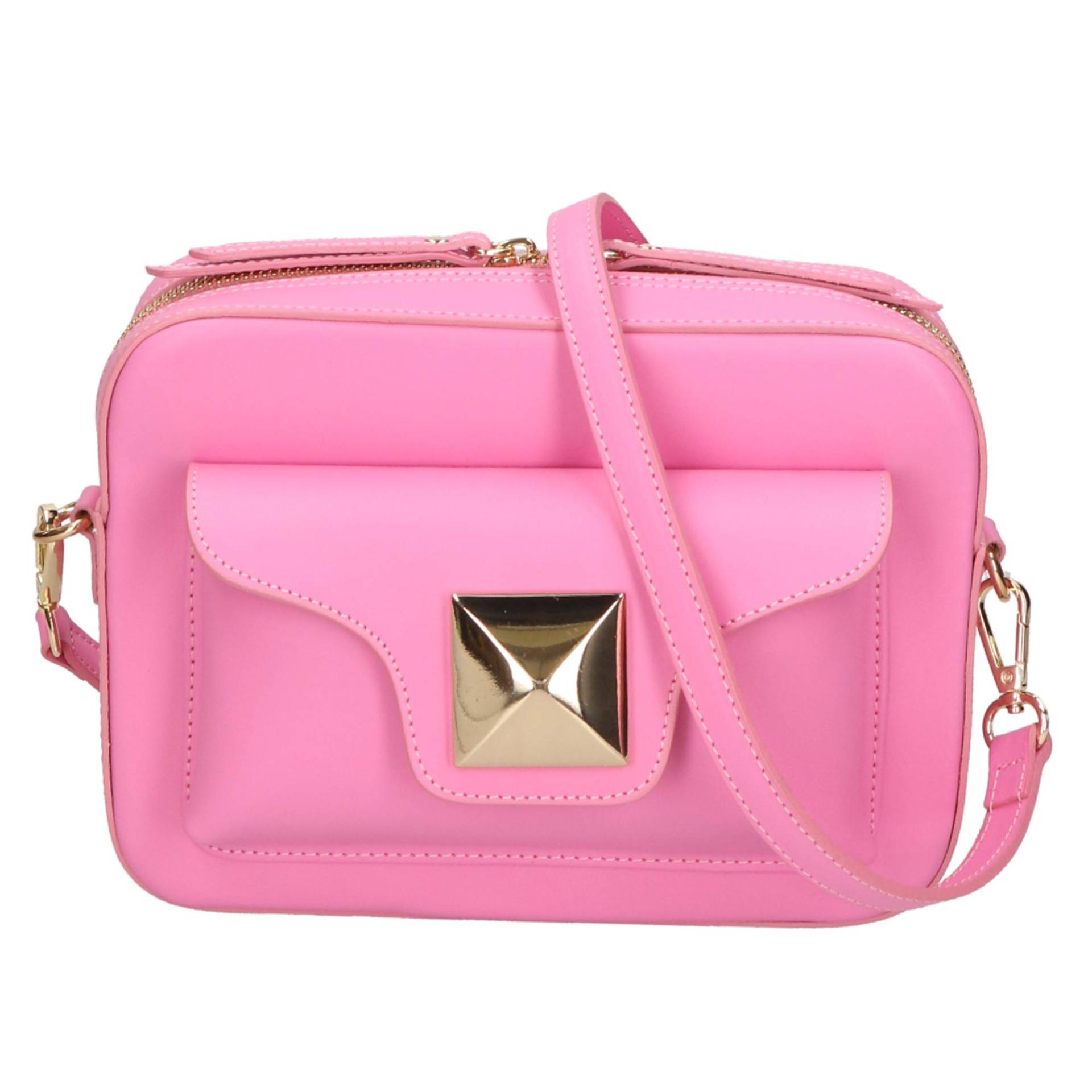 Umhängetasche Women's Single-compartment Bag With Removable Shoulder Strap In Wrinkled Leather. Italian Handcrafted Product. Made In Italy Damen Pink ONE SIZE von Gave Lux