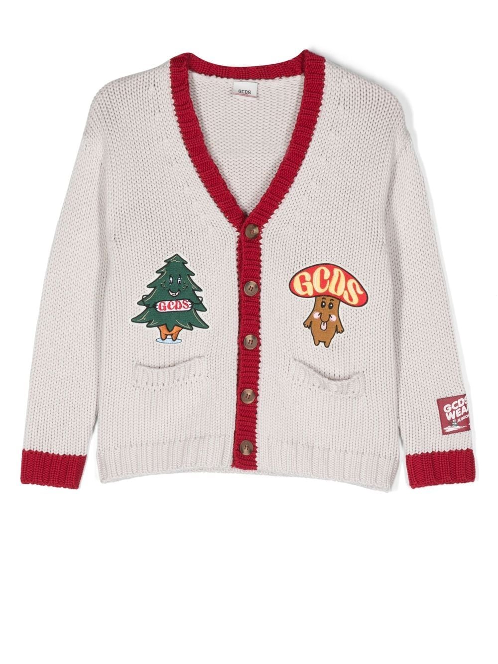 Gcds Kids appliqué wool cardigan - Neutrals von Gcds Kids