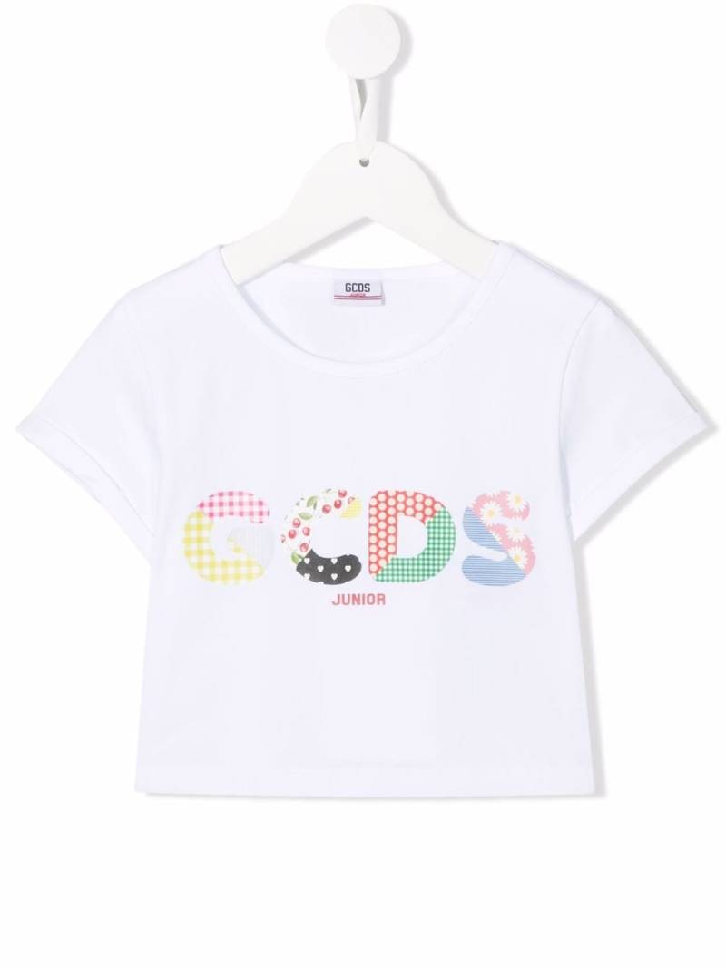 Gcds Kids cropped logo-print T-shirt - White von Gcds Kids
