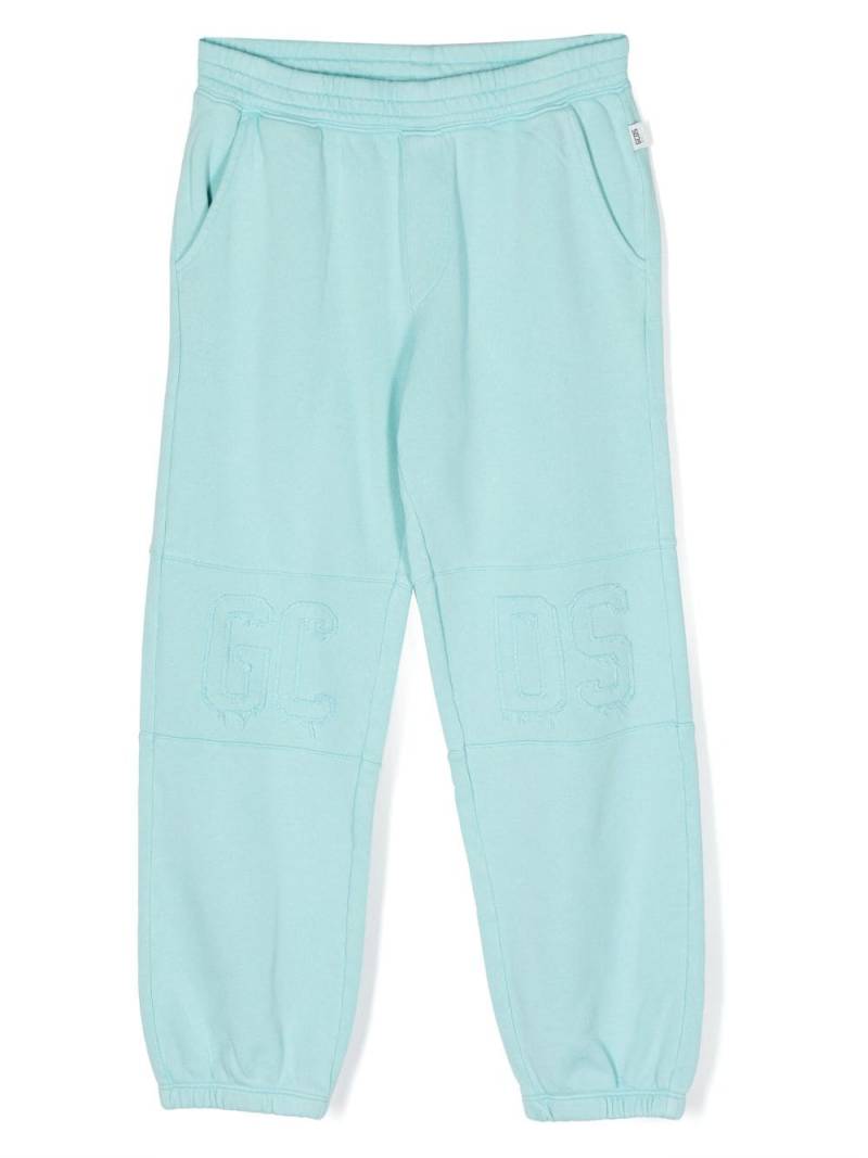 Gcds Kids debossed-logo cotton trousers - Blue von Gcds Kids