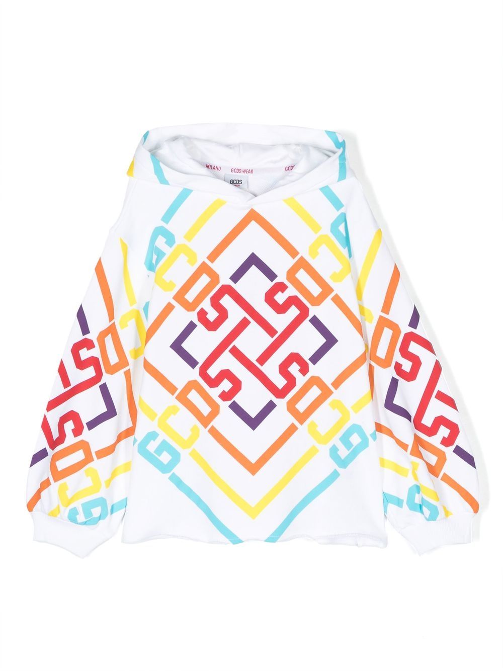 Gcds Kids geometric logo print hoodie - White von Gcds Kids