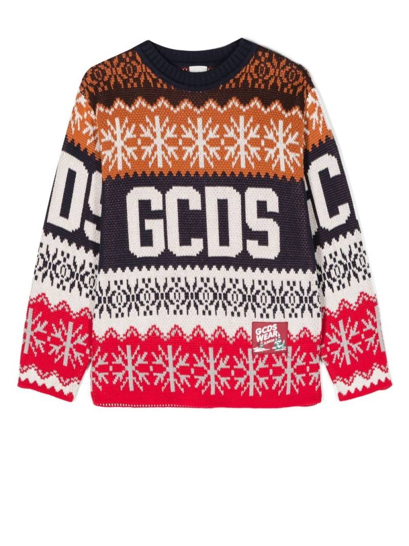 Gcds Kids intarsia-knit branded jumper - Blue von Gcds Kids