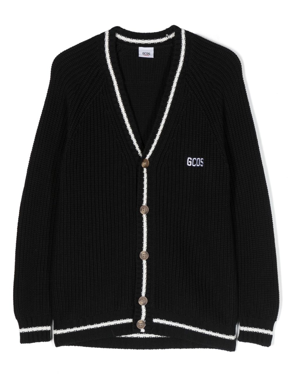 Gcds Kids logo-embroidered cotton cardigan - Black von Gcds Kids