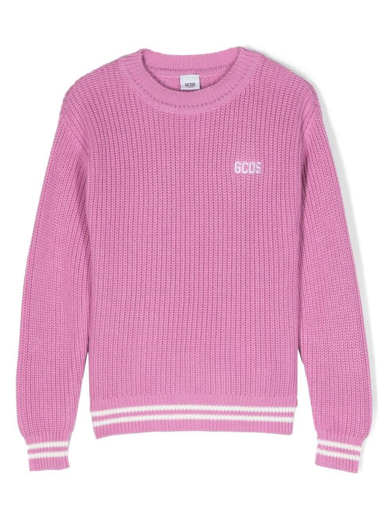 Gcds Kids logo intarsia-knit cotton jumper - Pink von Gcds Kids