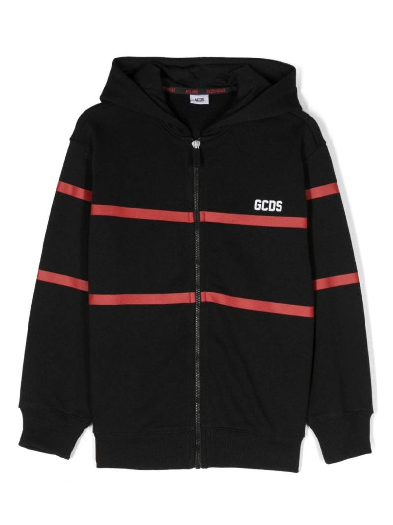 Gcds Kids logo-print cotton hooded jacket - Black von Gcds Kids