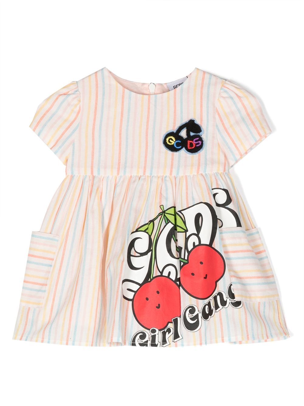 Gcds Kids logo-print striped short-sleeved dress - White von Gcds Kids