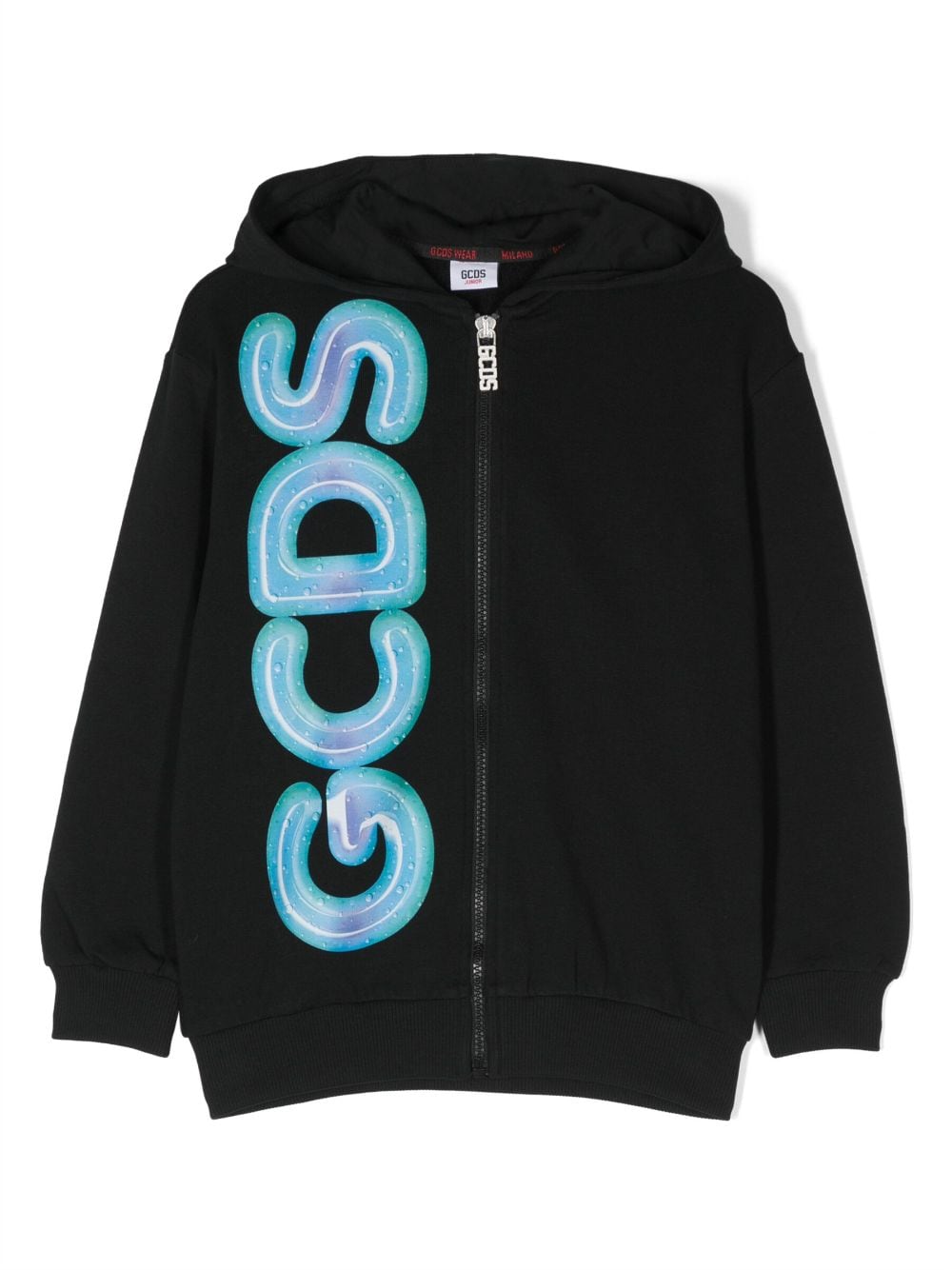 Gcds Kids logo-print zip-up hoodie - Black von Gcds Kids