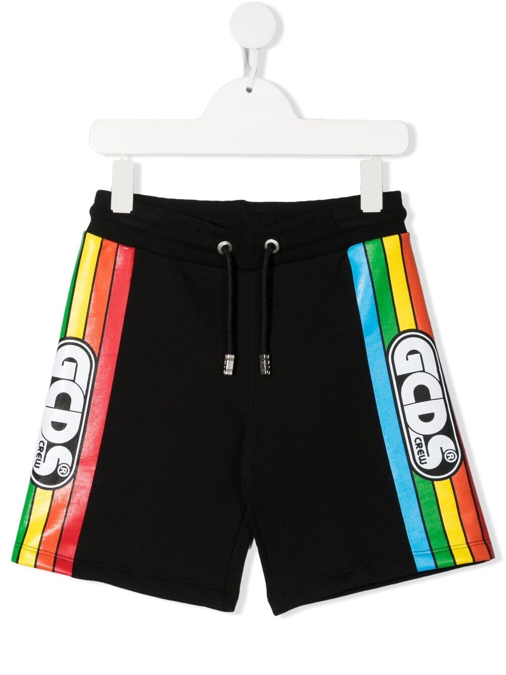 Gcds Kids logo-tape cotton shorts - Black von Gcds Kids