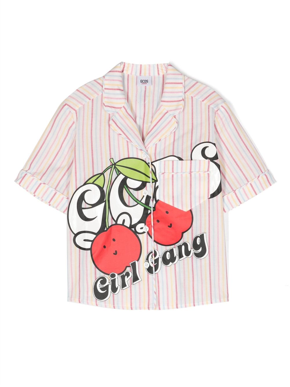 Gcds Kids stripe-pattern graphic-print shirt - White von Gcds Kids