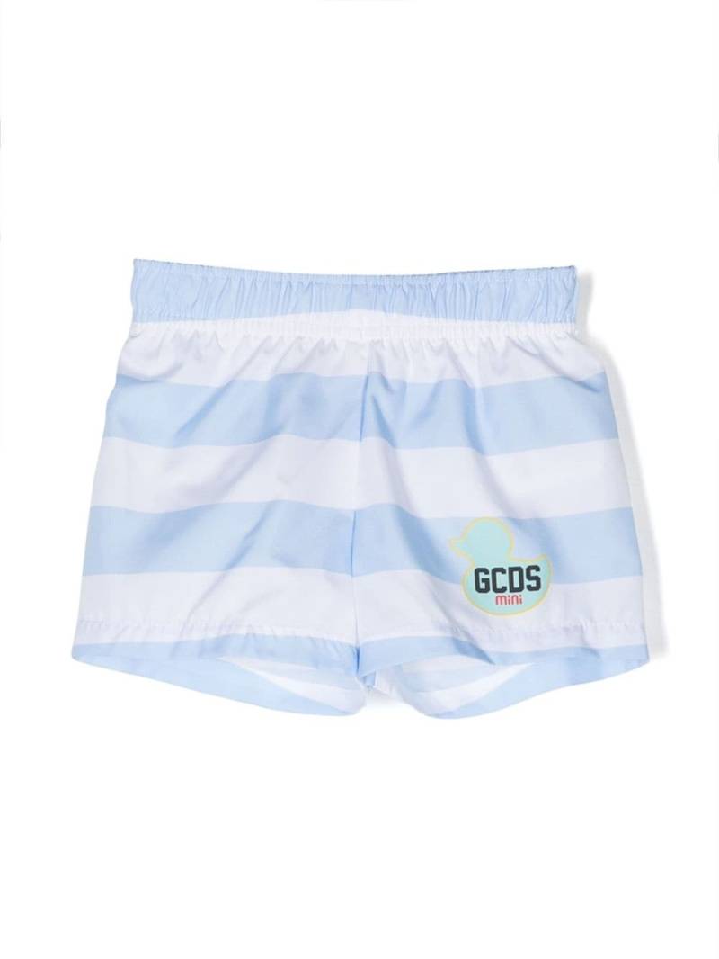 Gcds Kids striped logo-print swim shorts - Blue von Gcds Kids