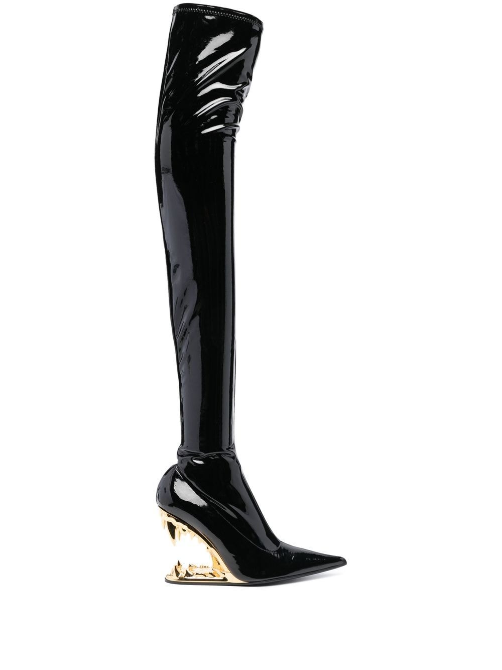 Gcds 110mm pointed-toe patent-finish boots - Black von Gcds