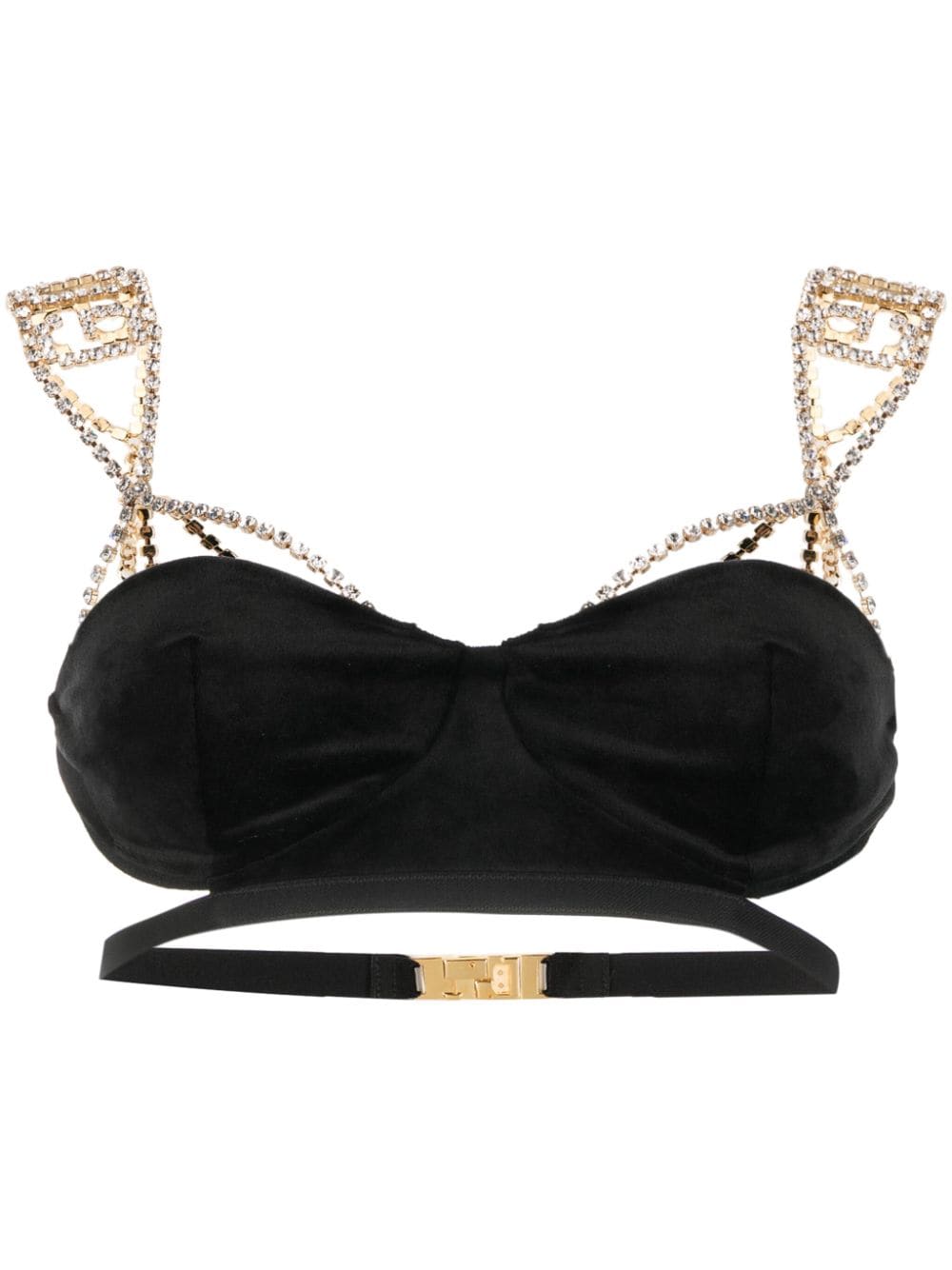 Gcds Bling crystal-embellished velvet bra - Black von Gcds