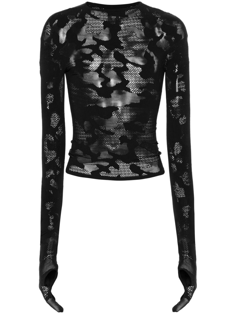 Gcds Camo jacquard mesh top - Black von Gcds