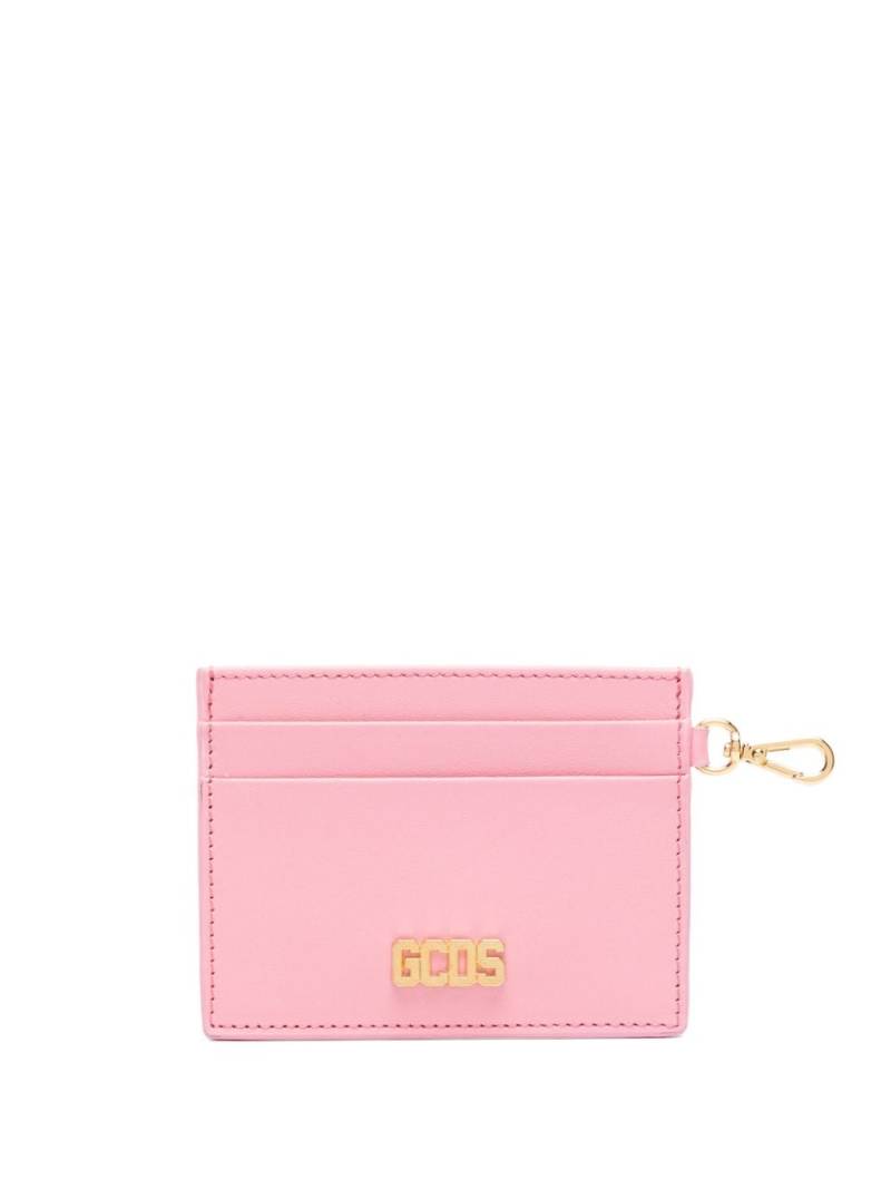 Gcds Comma logo-plaque leather cardholder - Pink von Gcds