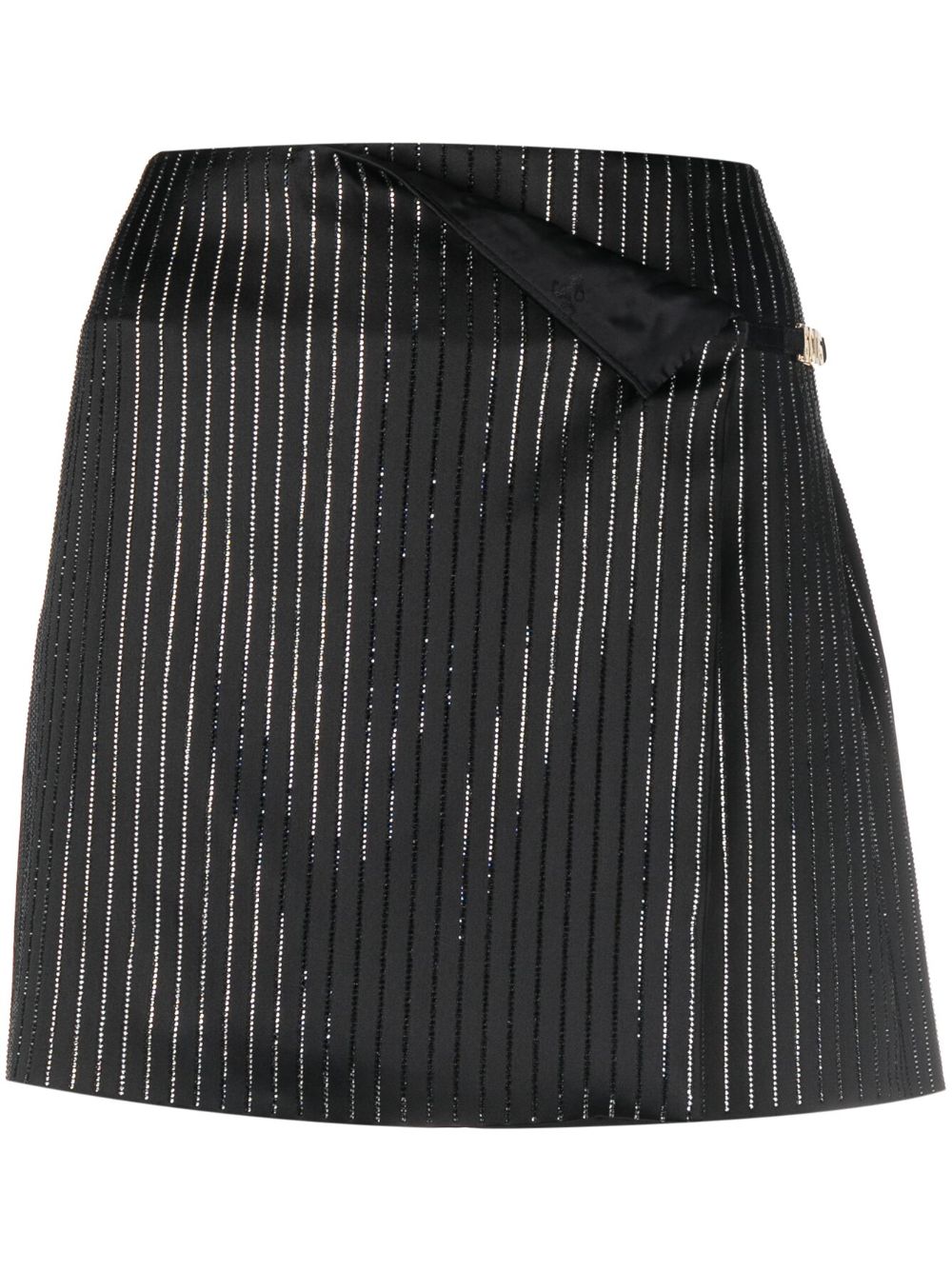 Gcds Logo Clip Pinstrip rhinestone-embellished skirt - Black von Gcds