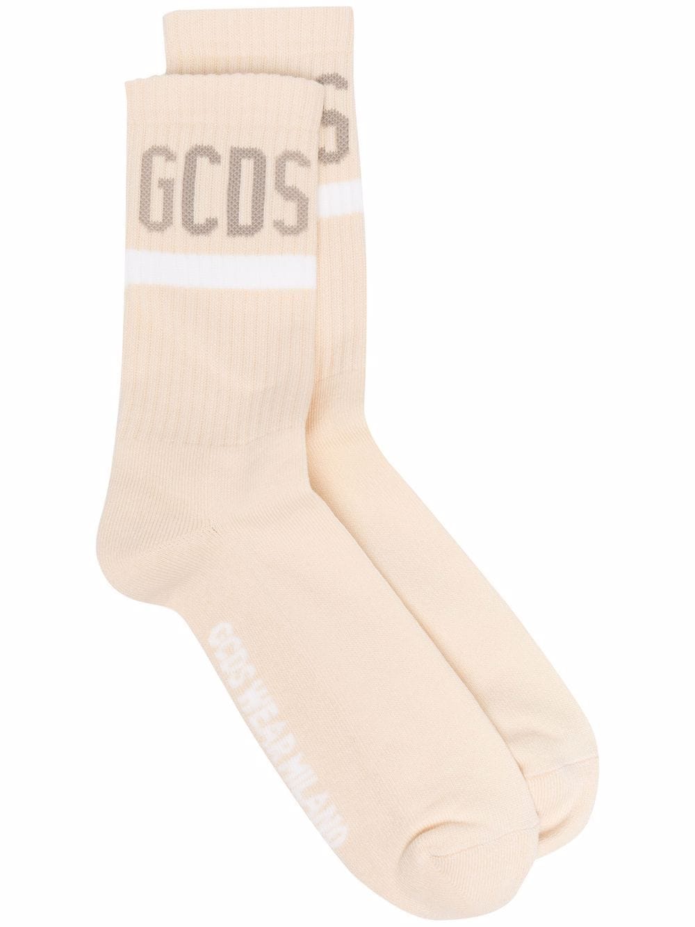 Gcds intarsia logo ribbed socks - Neutrals von Gcds