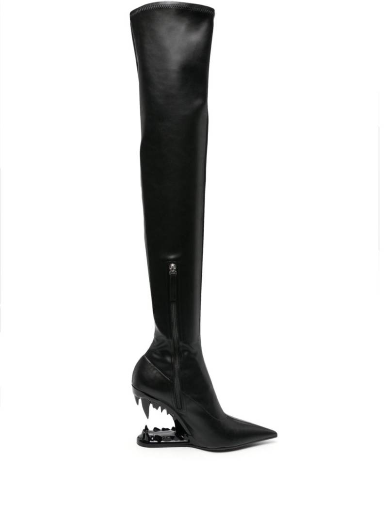 Gcds Morso 110mm leather knee-length boots - Black von Gcds