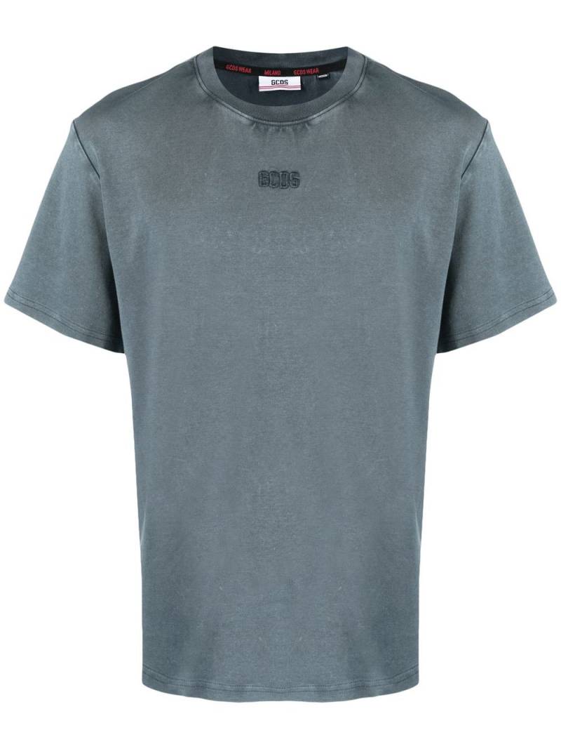 Gcds Overdyed logo regular T-shirt - Blue von Gcds