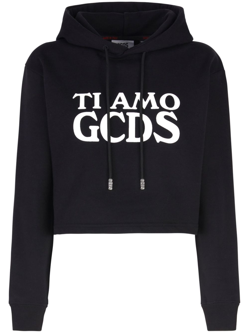 Gcds Ti Amo cropped hoodie - Black von Gcds