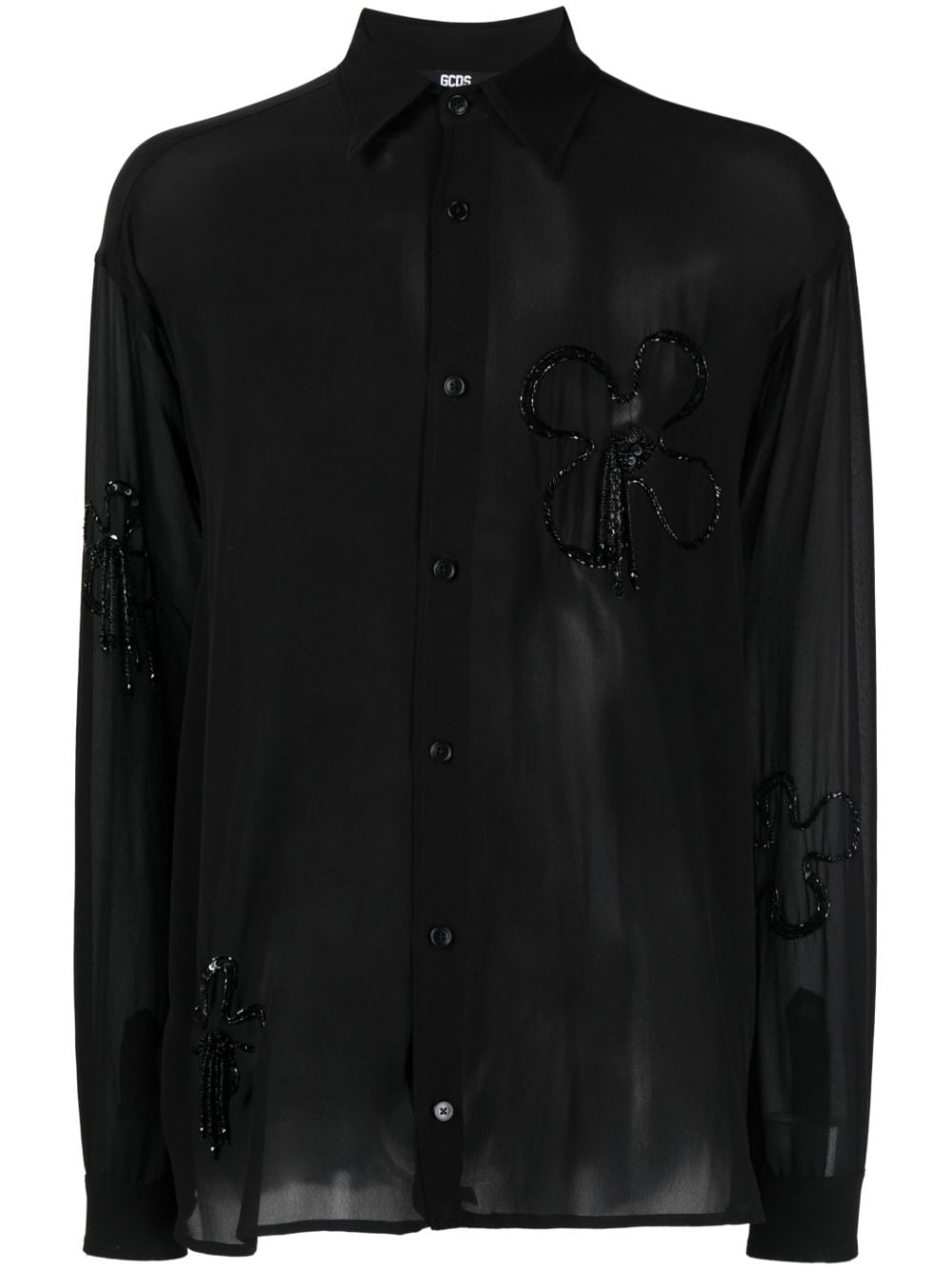 Gcds bead-embellished silk shirt - Black von Gcds