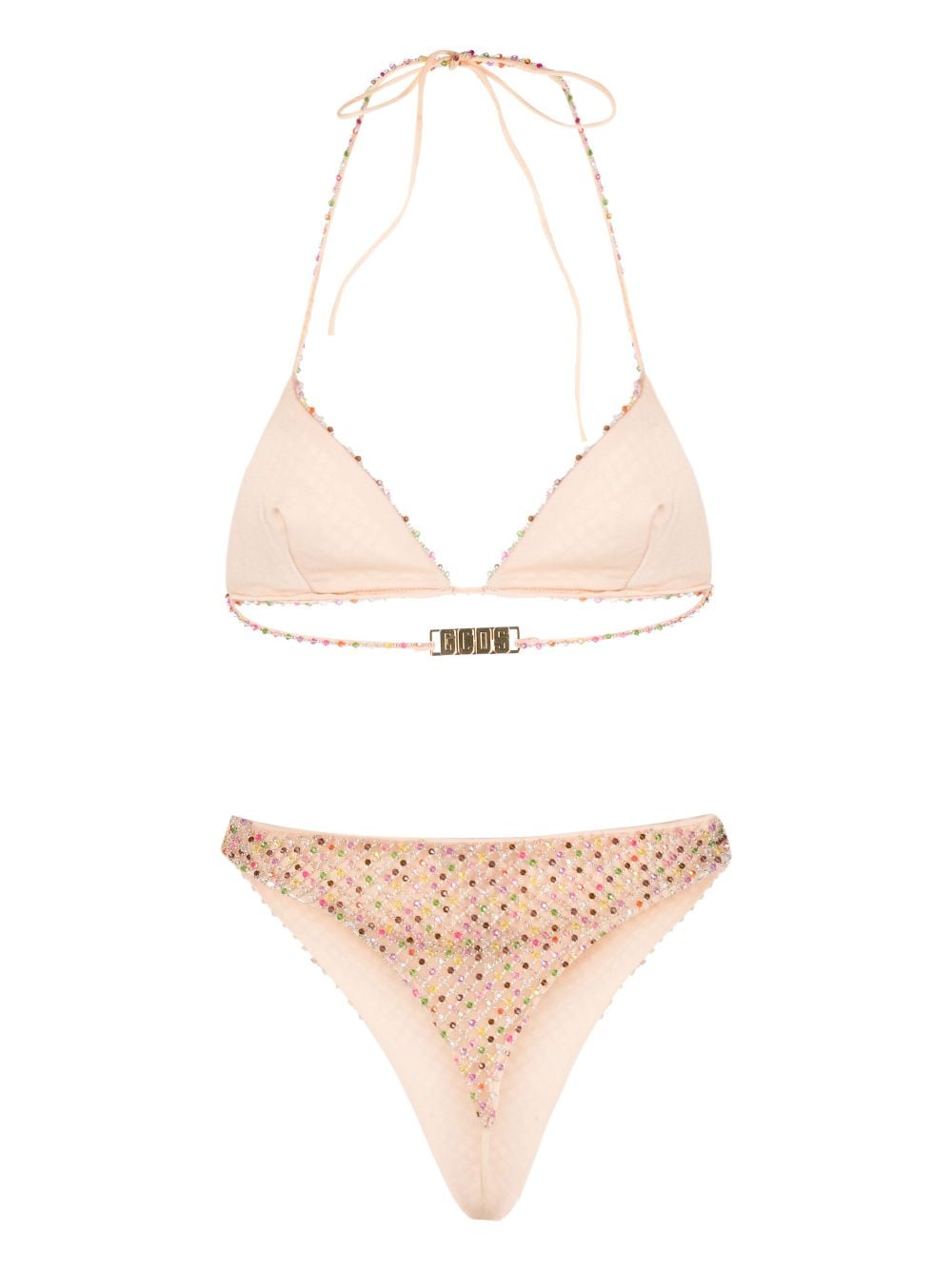 Gcds bead-embellished tulle-overlay bikini - Neutrals von Gcds