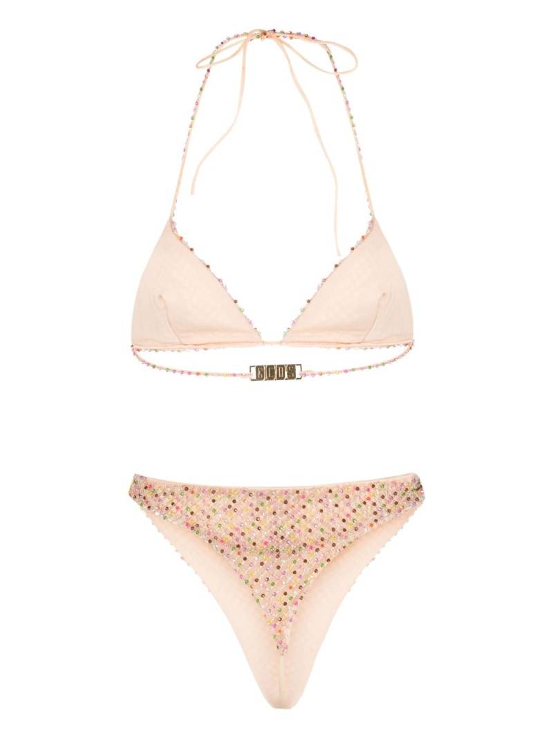 Gcds bead-embellished tulle-overlay bikini - Neutrals von Gcds