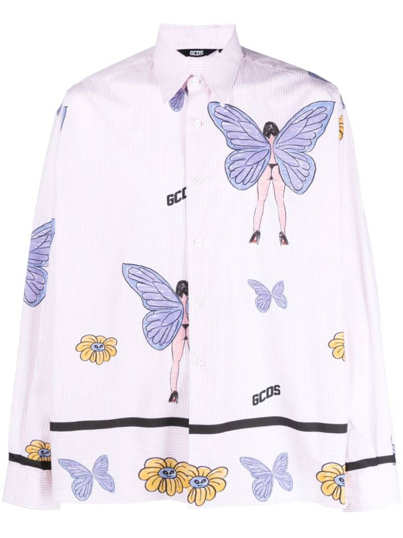 Gcds butterfly-print cotton shirt - Pink von Gcds