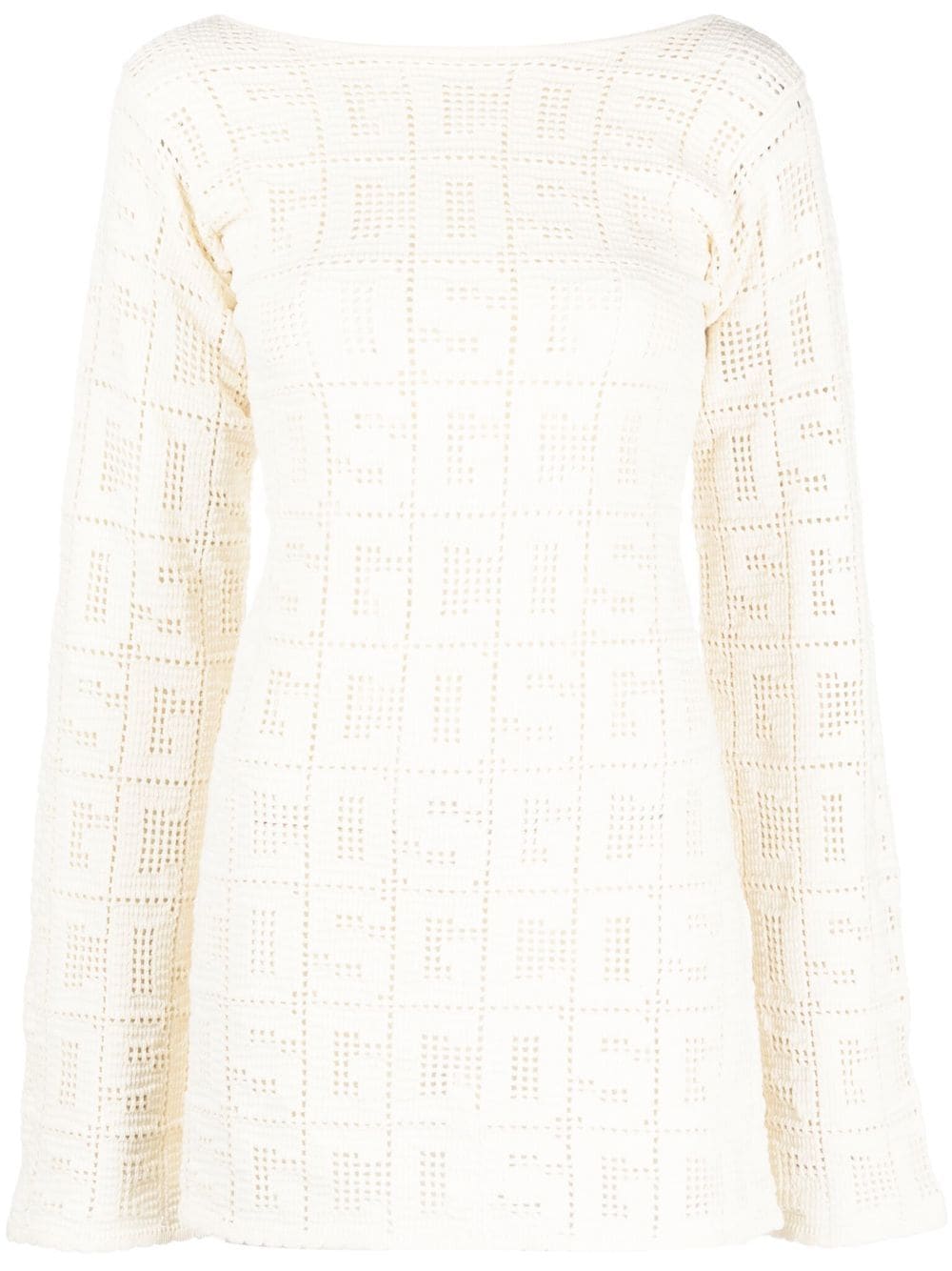 Gcds crochet-monogram long-sleeve dress - Neutrals von Gcds