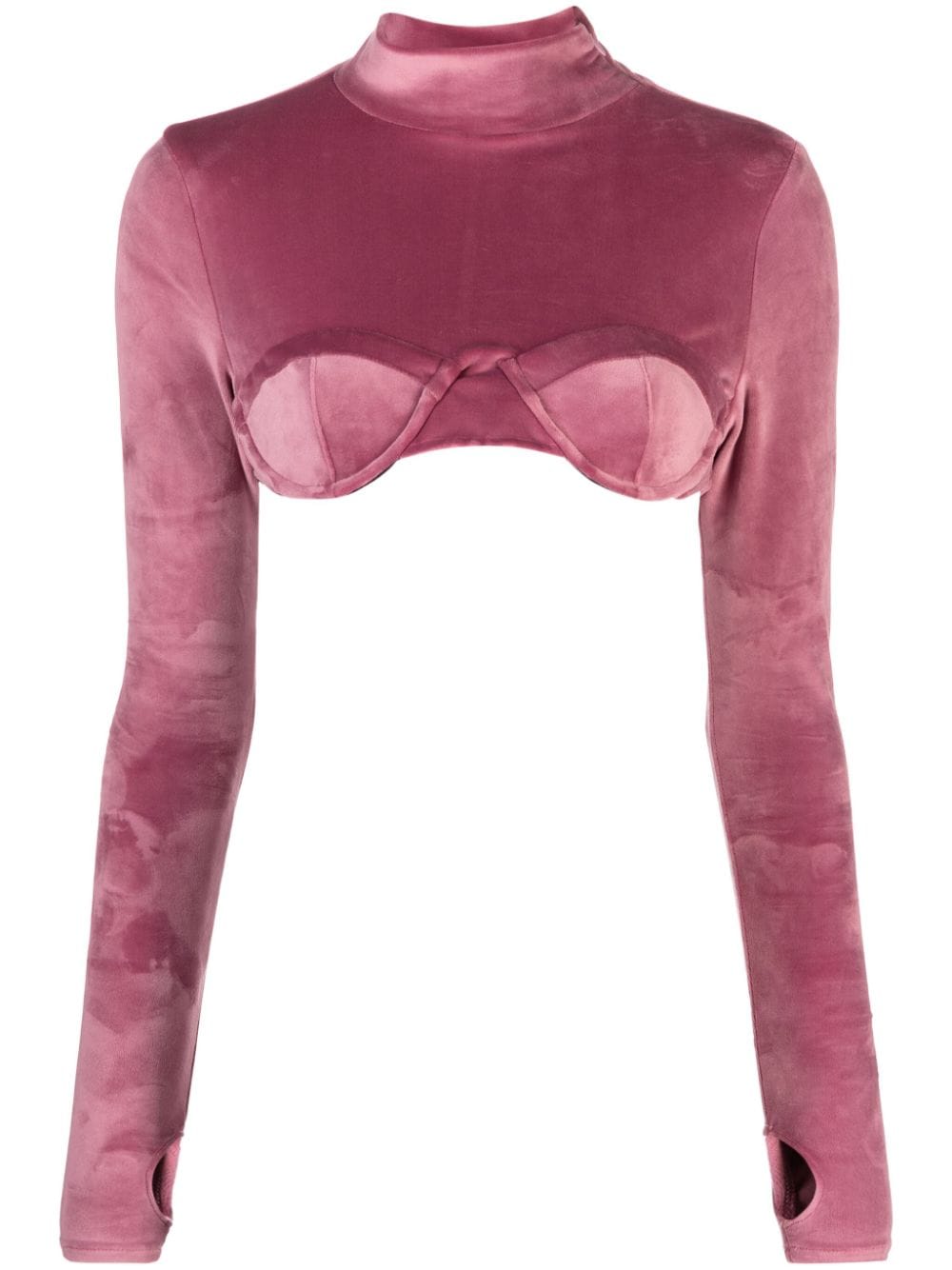 Gcds cropped velvet blouse - Pink von Gcds