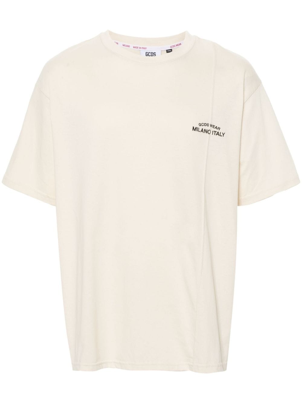 Gcds embroidered-logo cotton T-shirt - Neutrals von Gcds