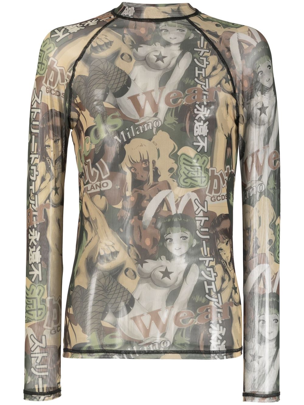 Gcds hentai-print longlseeved sweatshirt - Green von Gcds