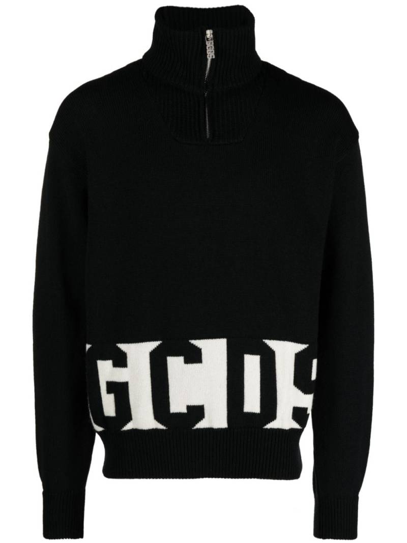 Gcds intarsia-knit half-zip jumper - Black von Gcds