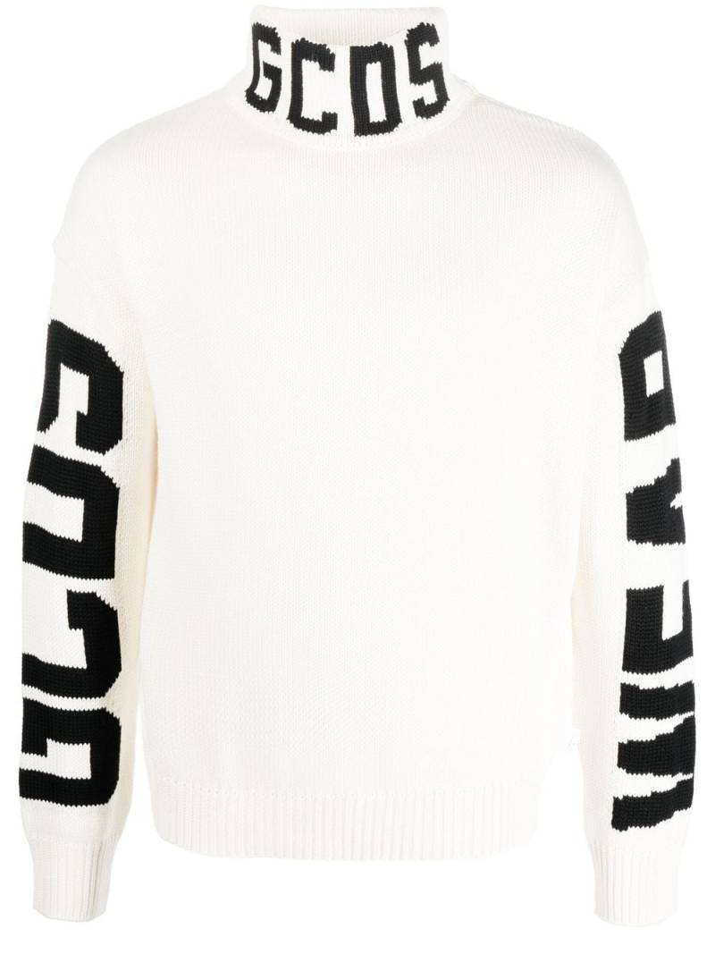 Gcds intarsia-knit logo roll-neck jumper - Neutrals von Gcds