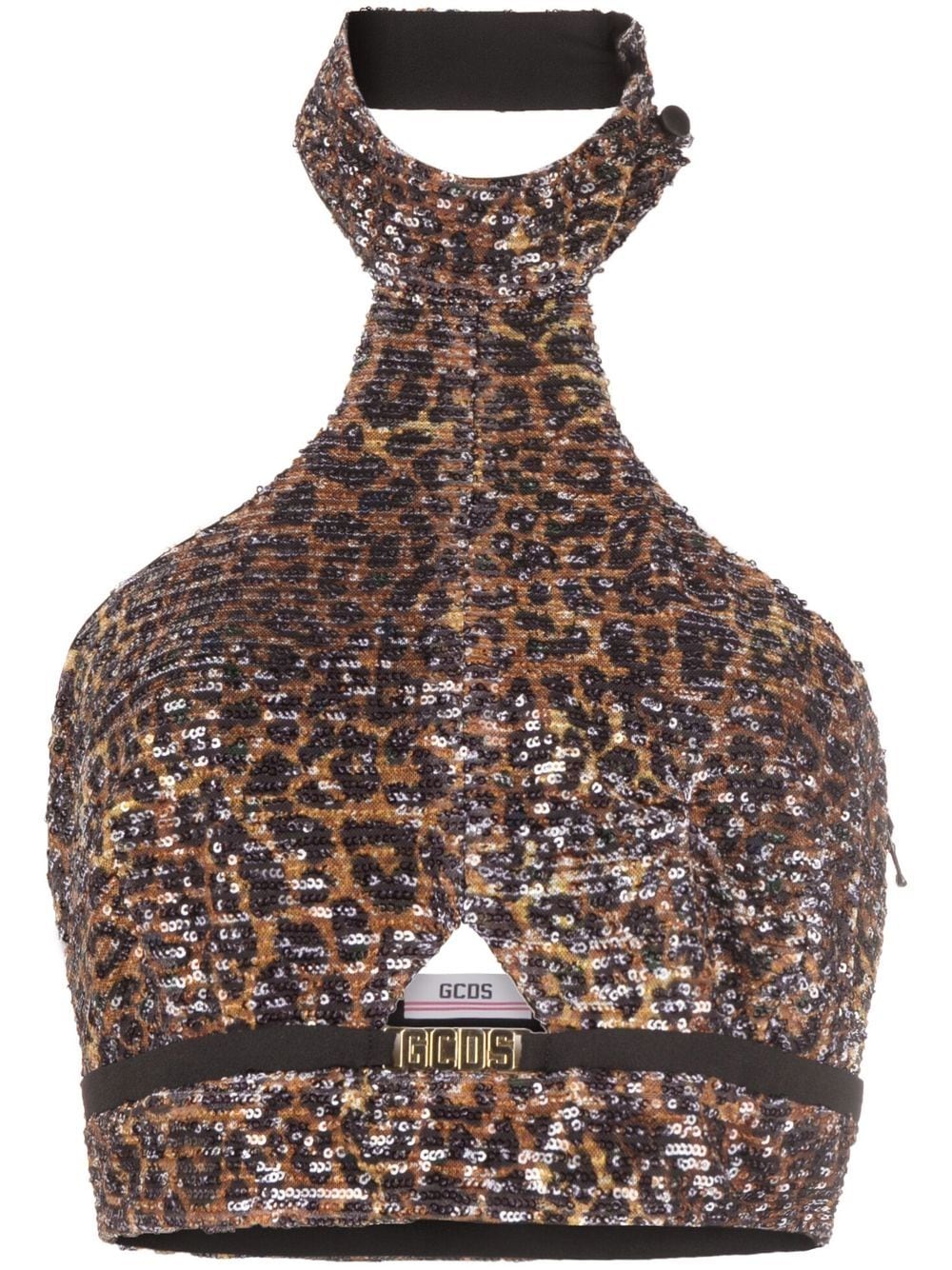 Gcds leopard-print halterneck top - Black von Gcds