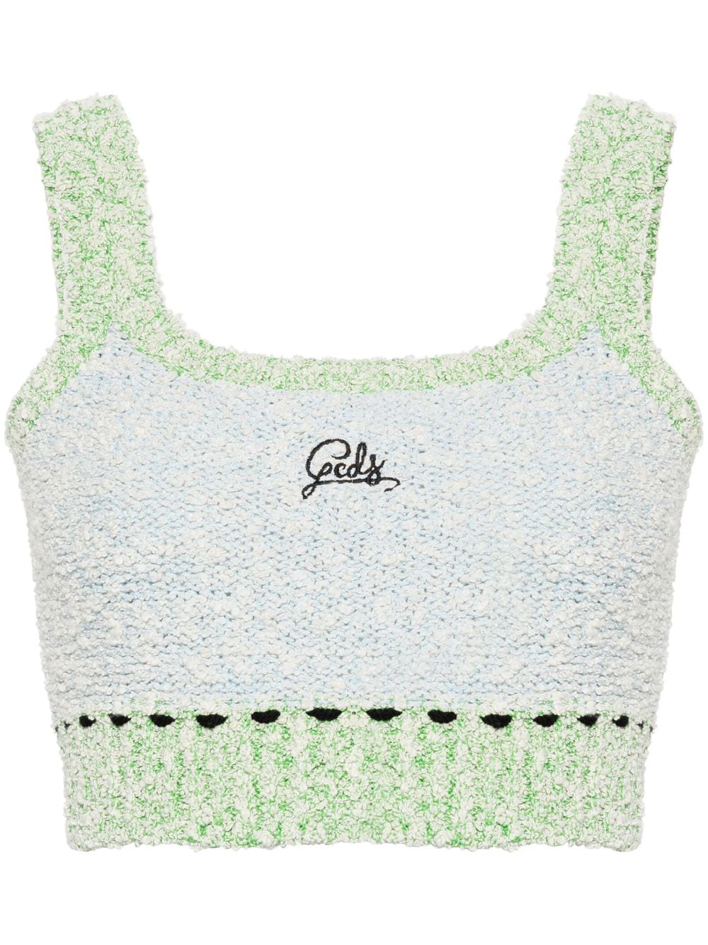 Gcds logo-embroidered bouclé cropped top - Blue von Gcds