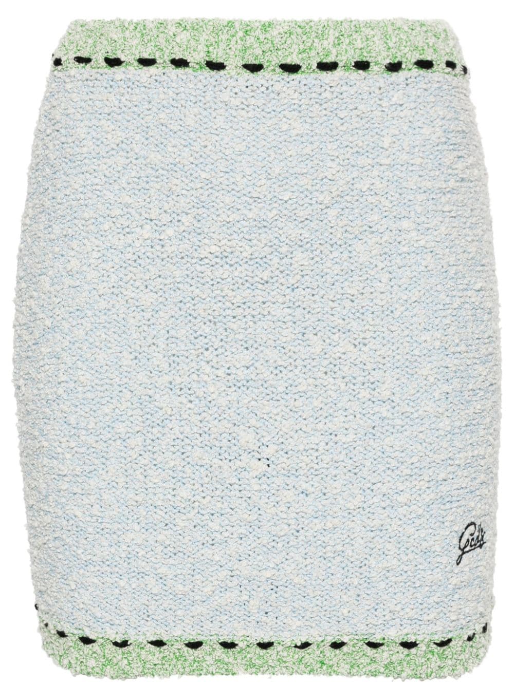 Gcds logo-embroidered bouclé mini skirt - Blue von Gcds
