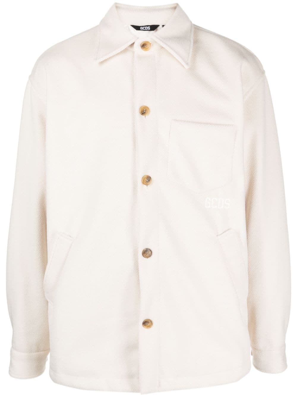 Gcds logo-embroidered button-up jacket - White von Gcds