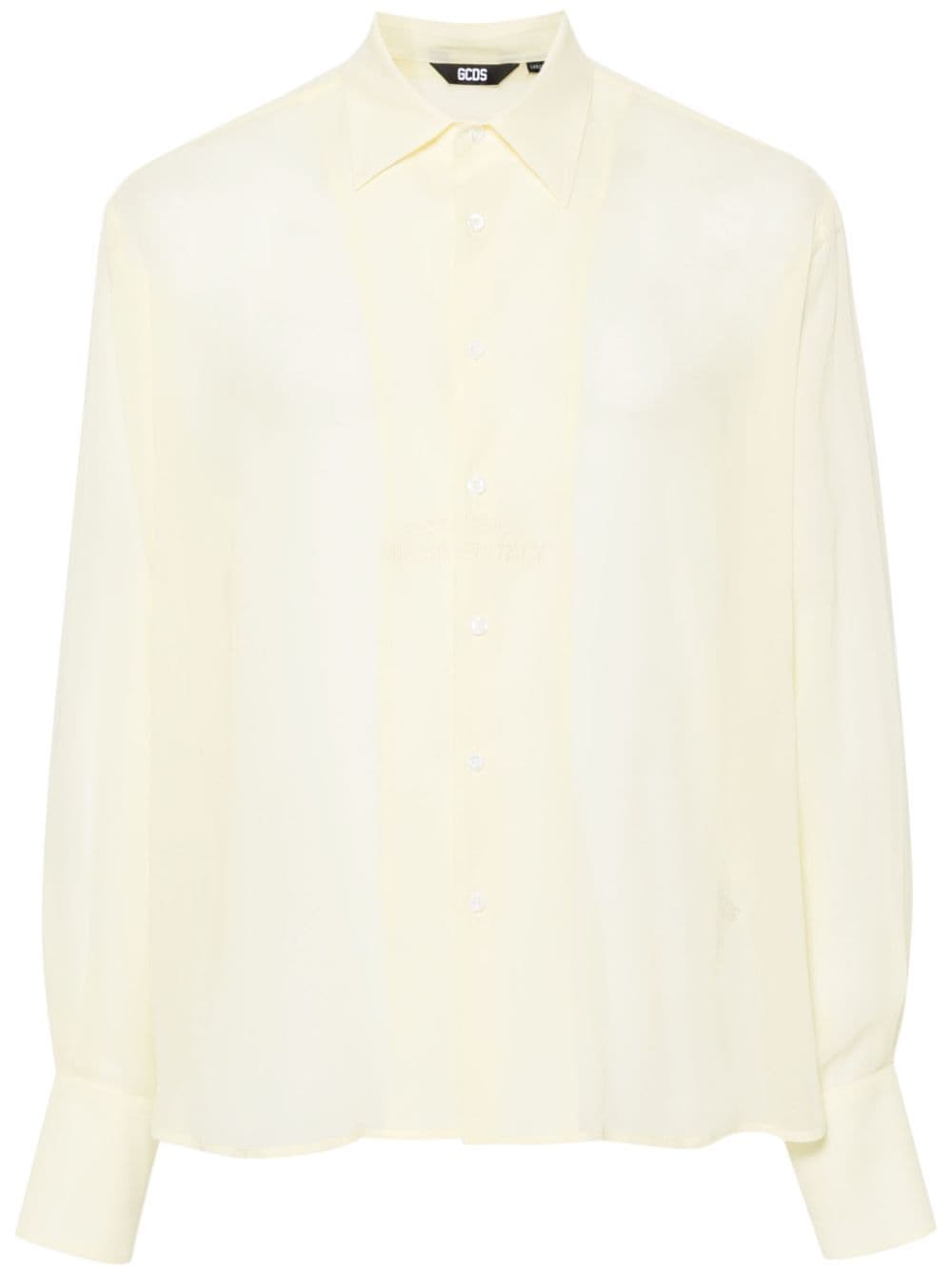 Gcds logo-embroidered georgette shirt - Yellow von Gcds