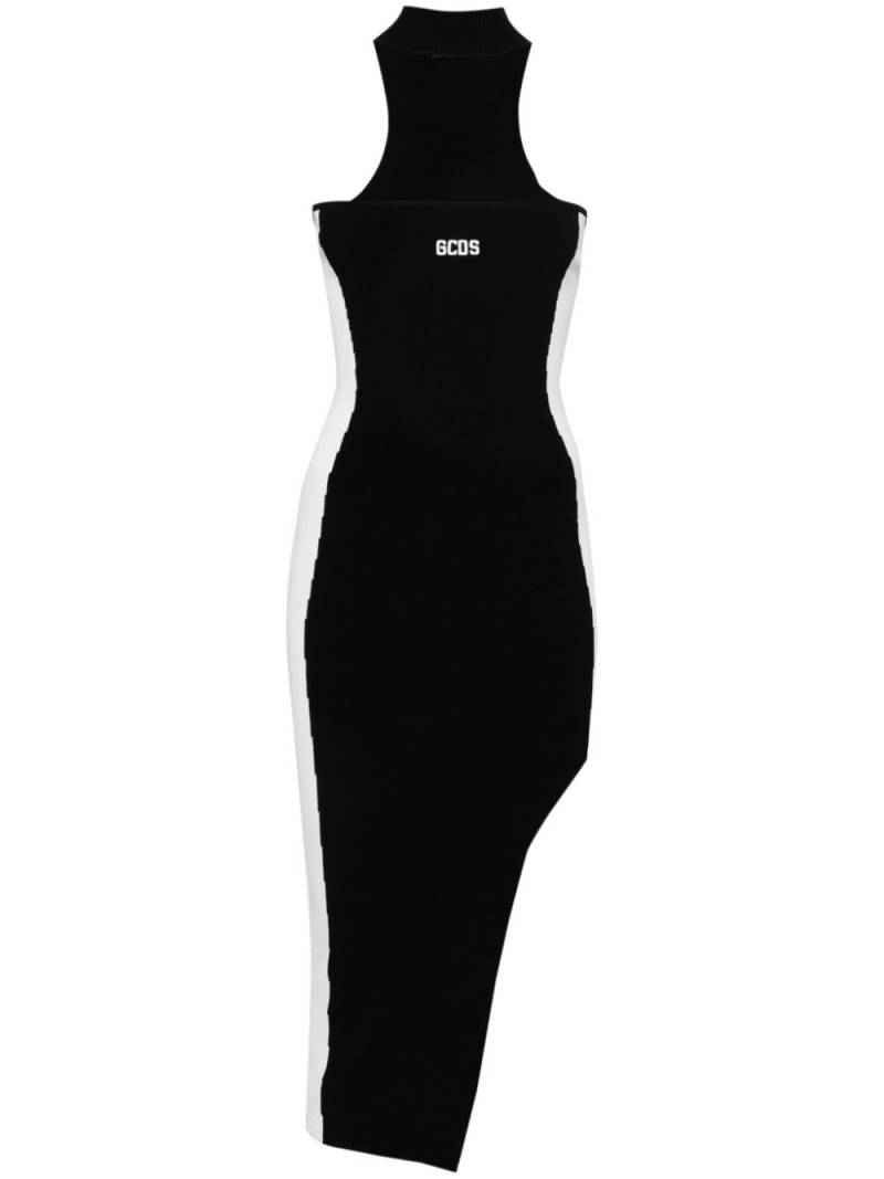 Gcds logo-embroidered ribbed dress - Black von Gcds