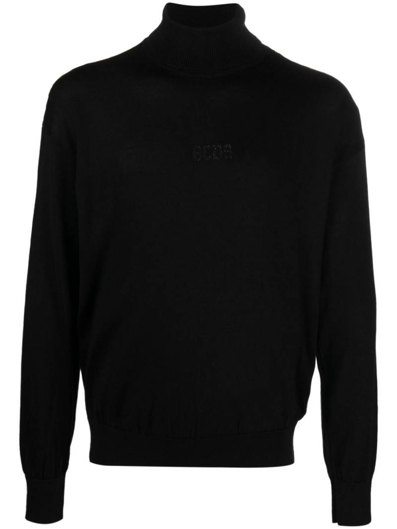 Gcds logo-embroidered roll-neck jumper - Black von Gcds