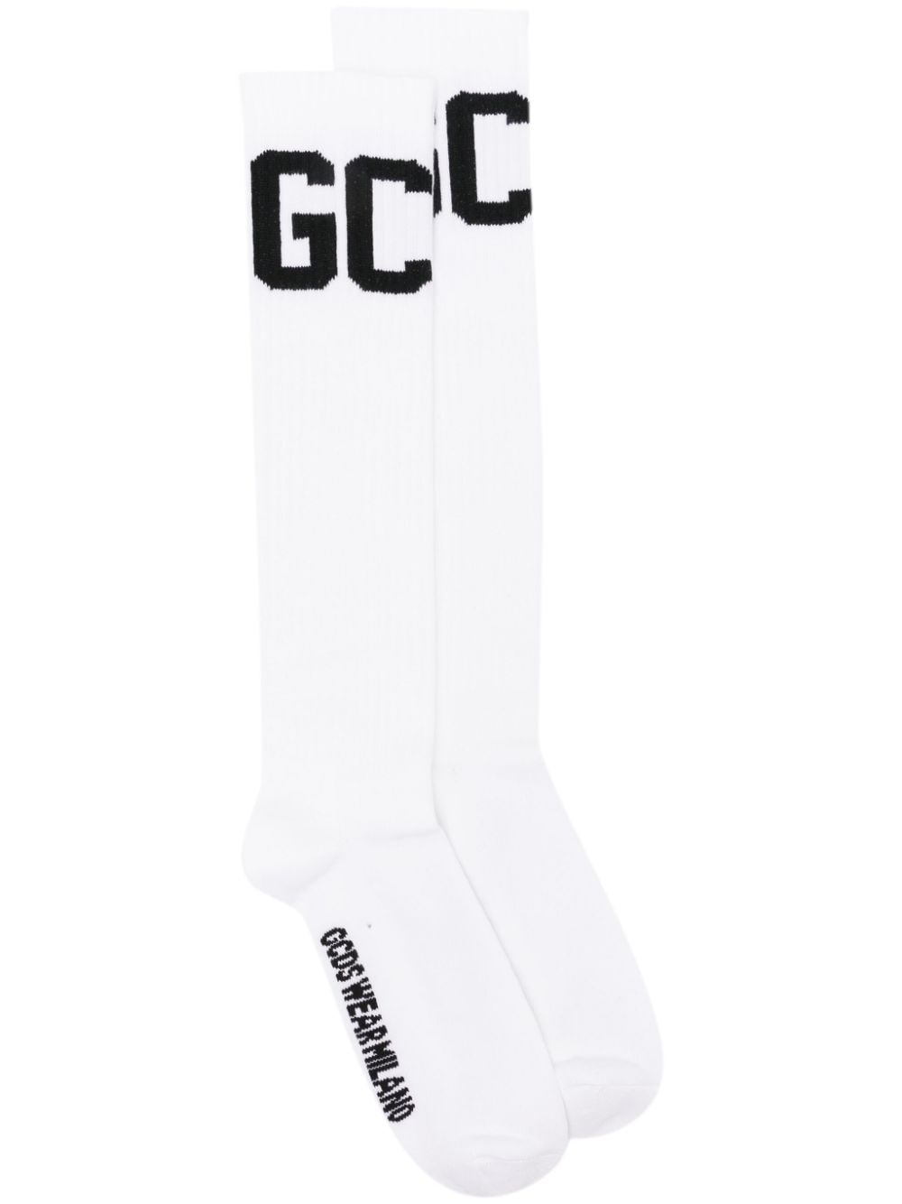 Gcds logo-intarsia knee-length socks - White von Gcds