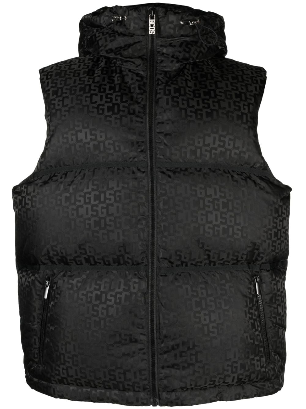 Gcds logo-monogrammed hodded gilet - Black von Gcds