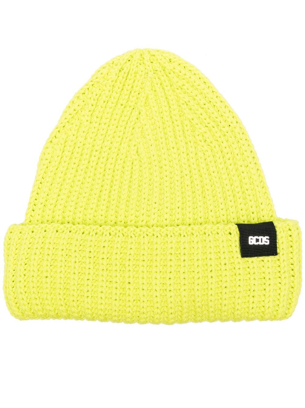 Gcds logo-patch ribbed beanie - Yellow von Gcds