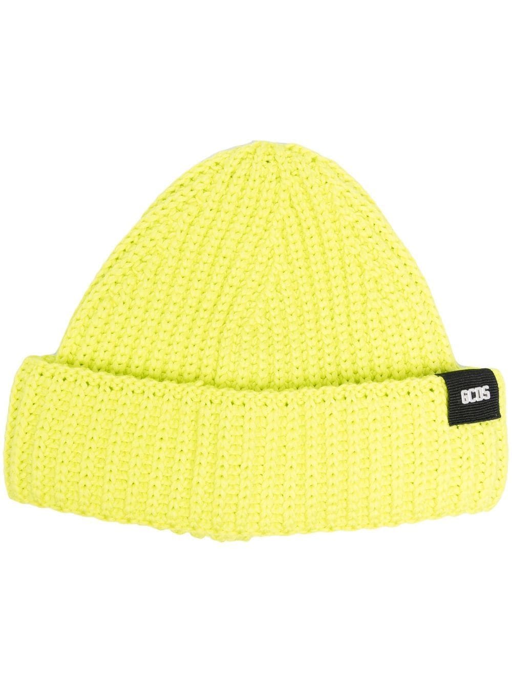 Gcds logo-patch ribbed knit beanie - Yellow von Gcds