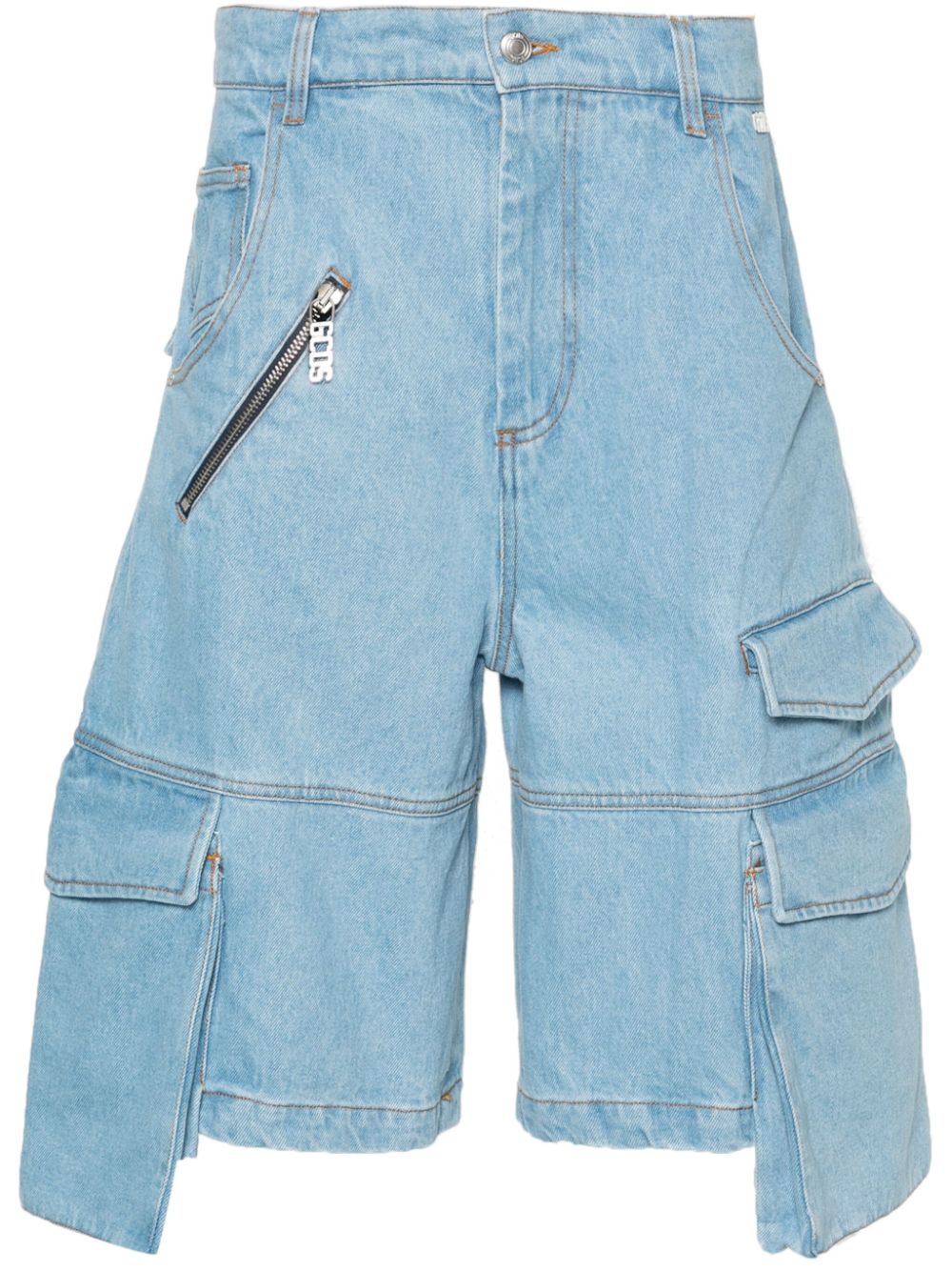 Gcds logo-plaque denim shorts - Blue von Gcds