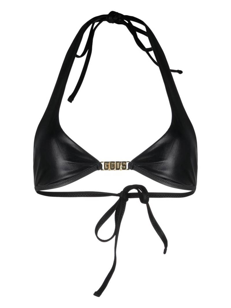 Gcds logo-plaque halterneck bikini top - Black von Gcds