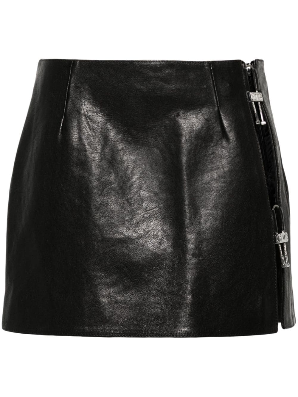 Gcds logo-plaque leather mini skirt - Black von Gcds